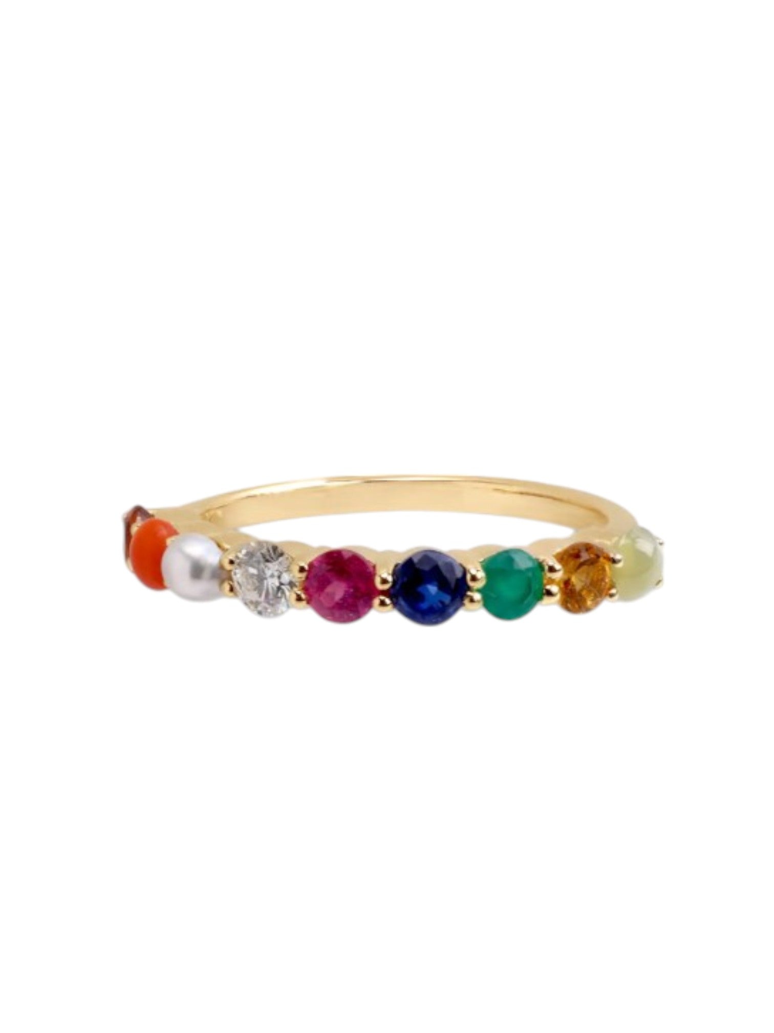 925 Sterling Silver Gold Plated Light Weight CZ Multiples Color Stone Ring For Women By Kesardeep